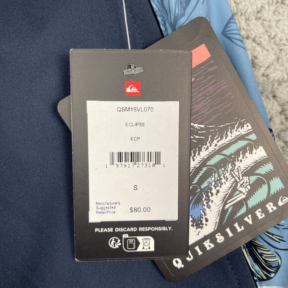 QuikSilver Eclipse Volley Trunks Mens S Floral Lined Drawstring Swim $80 MSRP - Picture 3 of 10